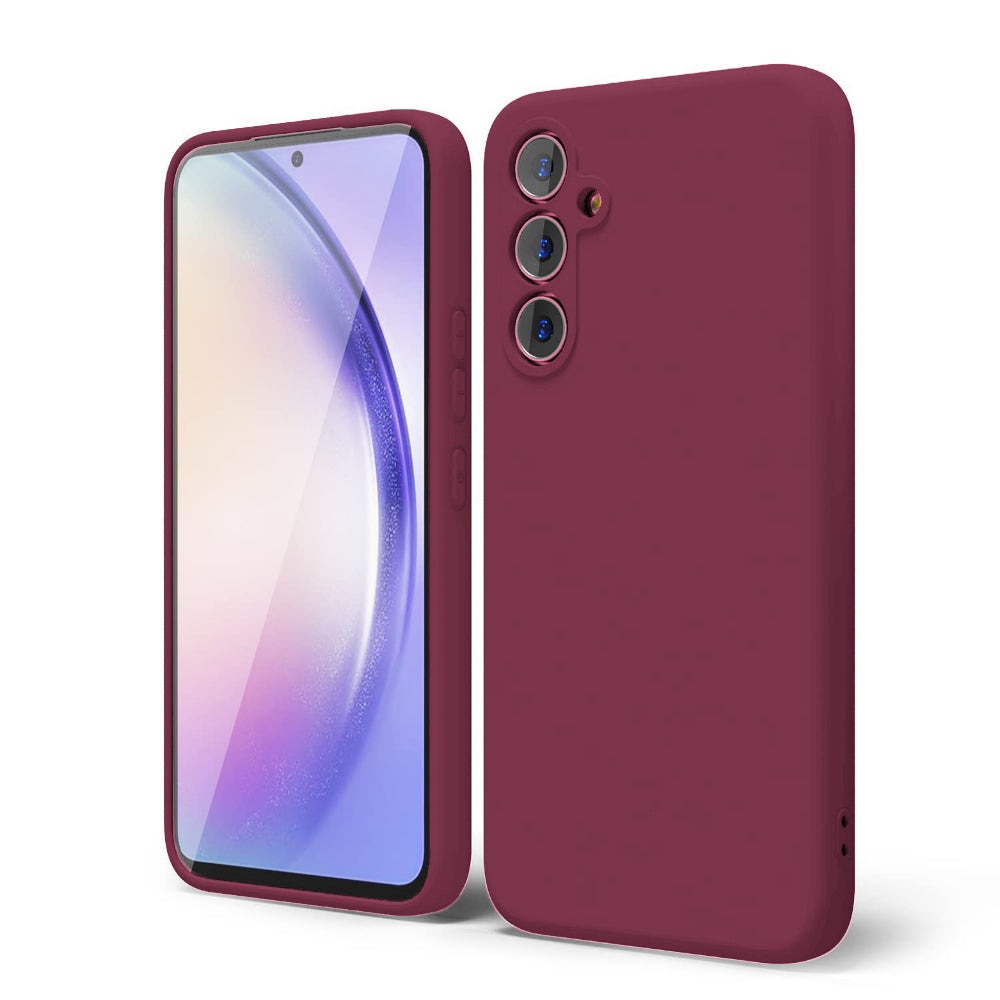 Husa CASEY STUDIOS™ compatibila cu Samsung Galaxy A54, Soft Silicone Premium, Microfibra in Interior, de Protectie, Ultra Slim, compatibila cu Incarcare Wireless, Margini Ridicate pentru Protectia Ecranului si a Camerelor, Anti socuri, Rosu bordo