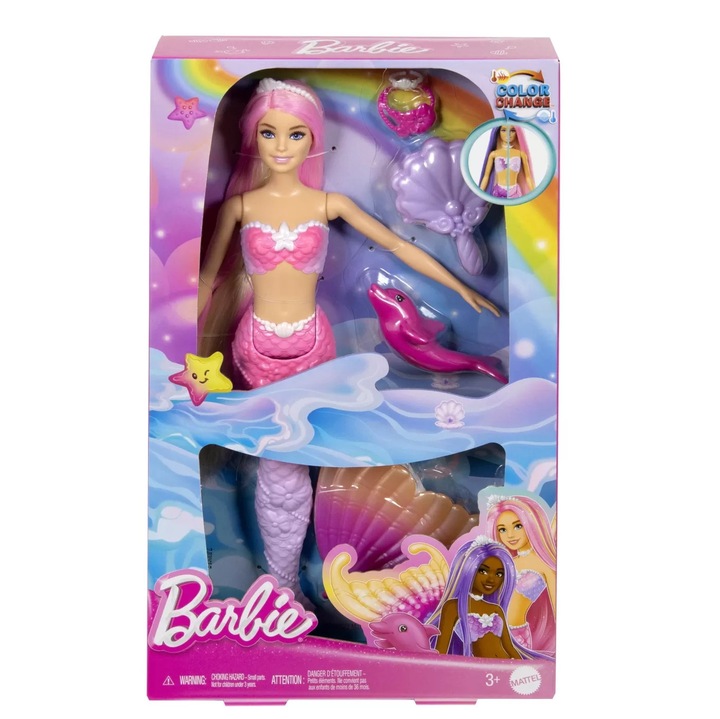 Barbie színváltós sellőbaba rózsaszín hajjal