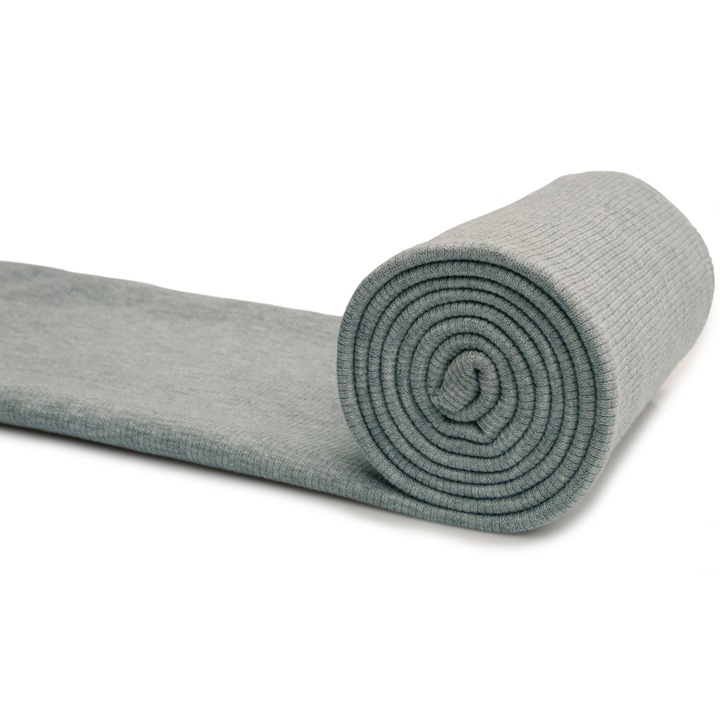 Tricot de bumbac cu nervuri, Culoare Gri Deschis Melanj, 100% Bumbac, Dimensiuni 50cm x 125cm