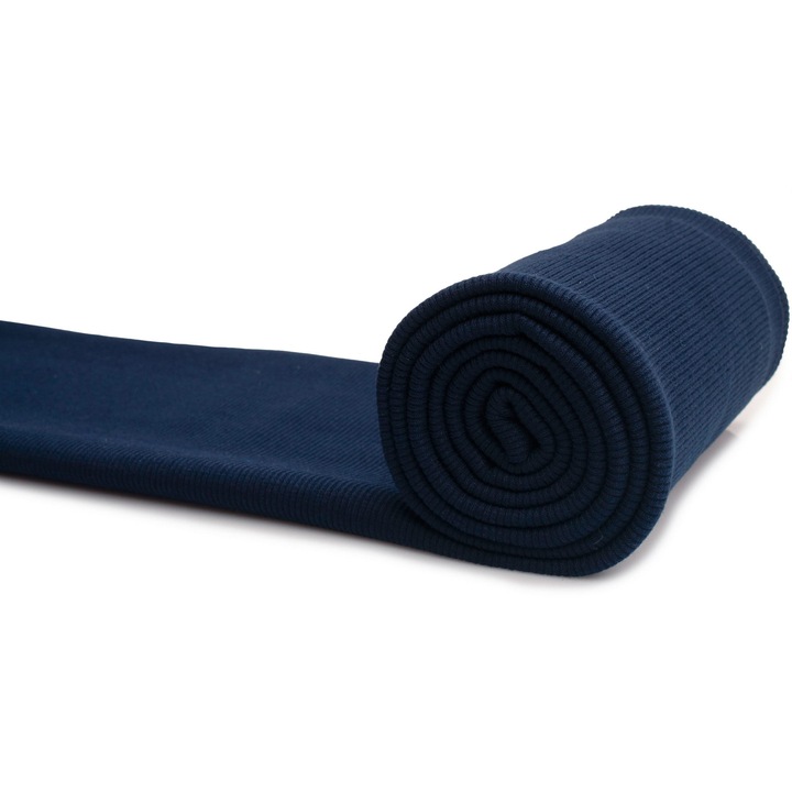 Tricot de bumbac cu nervuri, Culoare Albastru inchis, 100% Bumbac, Dimensiuni 50cm x 125cm