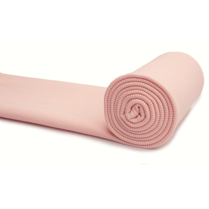 Tricot de bumbac cu nervuri, Culoare Roz Pudrat, 100% Bumbac, Dimensiuni 50cm x 125cm