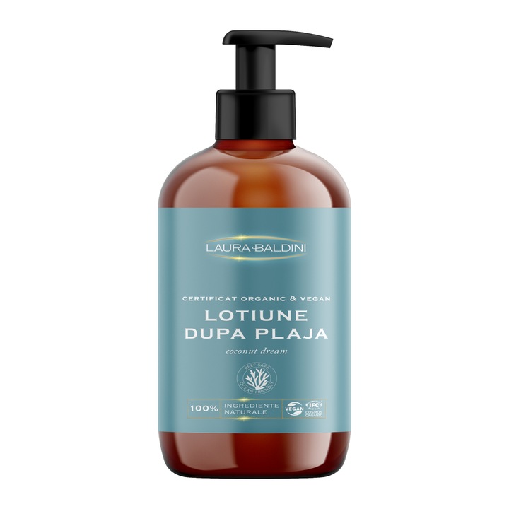 Lotiune dupa plaja COCONUT DREAM, 100% ingrediente naturale, ORGANIC & VEGAN, Laura Baldini, 250ml, Laura Baldini