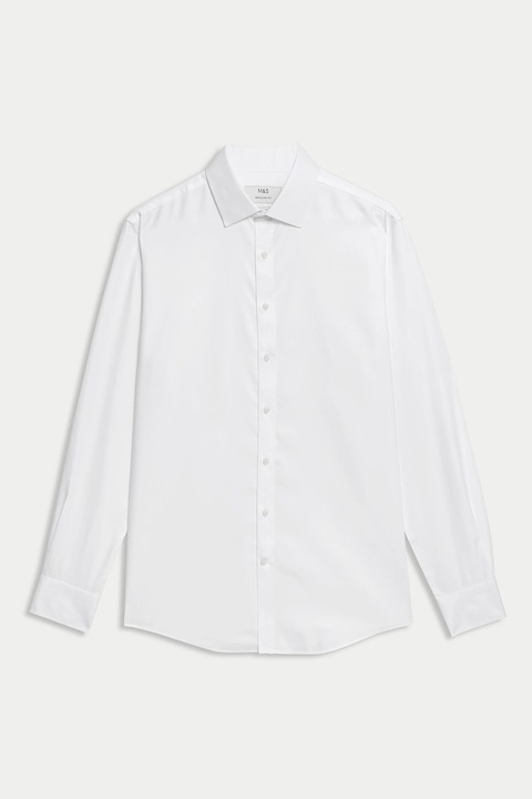 Marks & Spencer, Camasa regular fit de bumbac, Alb optic, 14.5