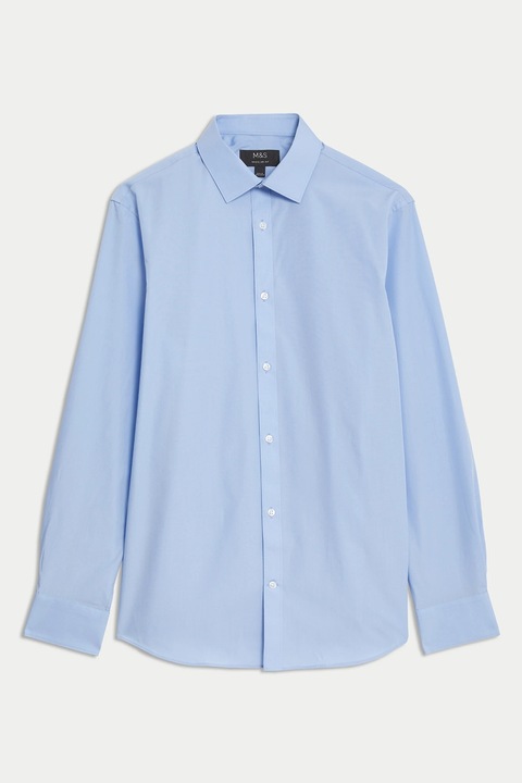 Marks & Spencer, Camasa regular fit din amestec de bumbac, Albastru lavanda