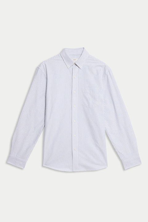 Marks & Spencer, Camasa de bumbac cu dungi si buzunar pe piept, Alb