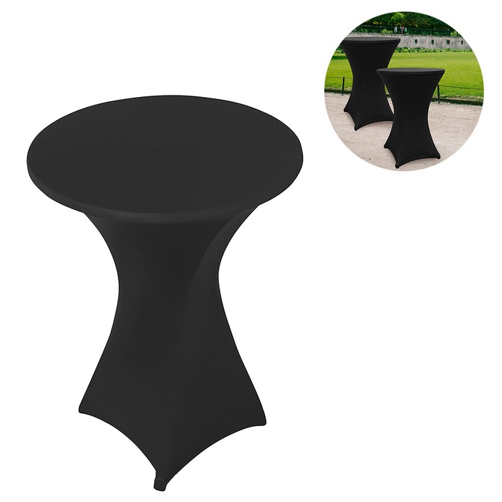 Kerek spandex magas asztal huzat, fekete-szürke-fehér, 60x110cm-70x110cm-80x110cm