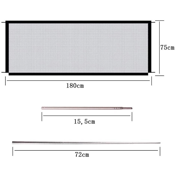 Kutyavédő háló, fekete nylon, rozsdamentes acél
