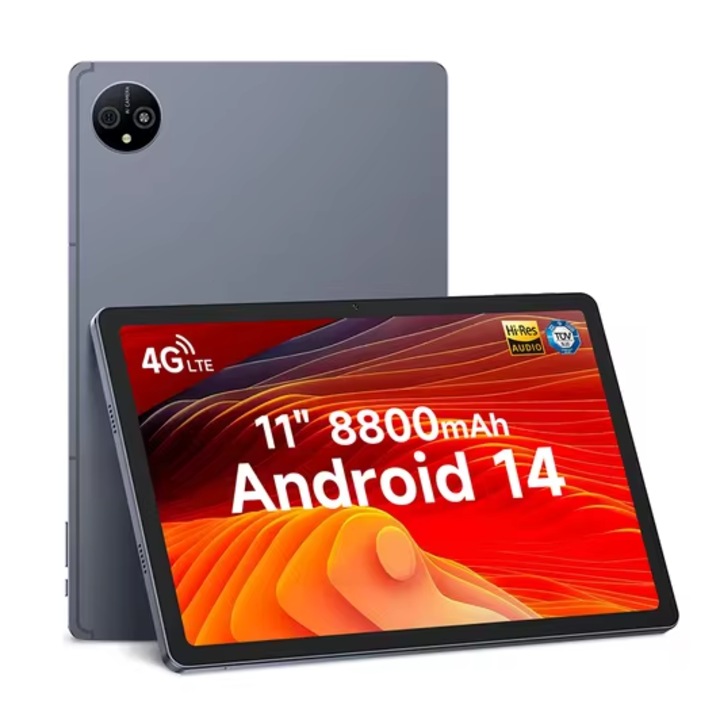 Ulefone Tab A11 Pro tablet, szürke, 4G, 11" FHD+ 90Hz, 16GB RAM (8GB + 8GB bővíthető), 256GB ROM, Android 14, MediaTek Helio G99, 8800mAh, WiFi6, Dual SIM