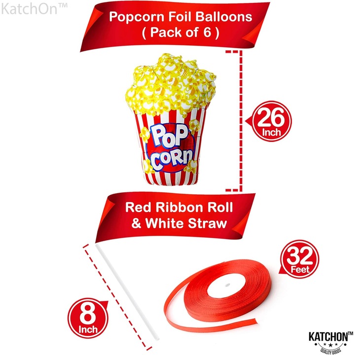 Baloane Popcorn, 26 inch, set pentru petrecerea tematica de film