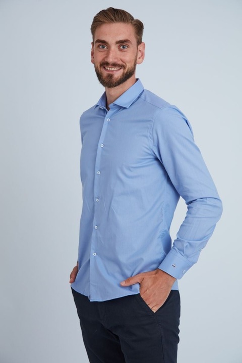 Camasa premium barbati, bumbac, regular fit - FRONTERA - albastru cu patratele ( Albastru, Albastru