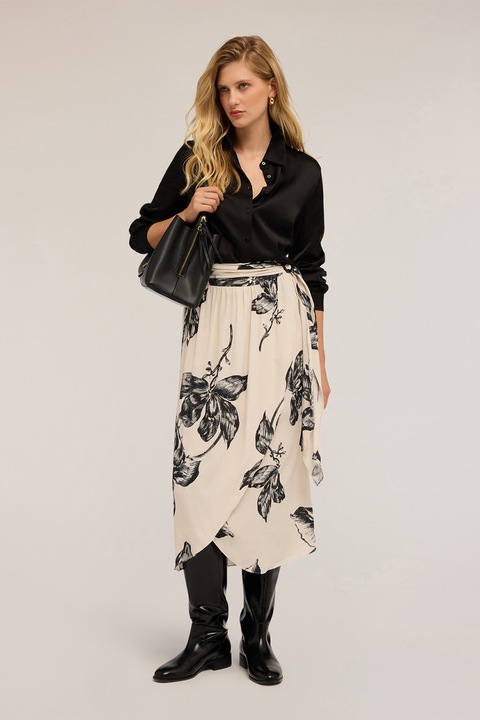 Motivi, Camasa uni din satin, Negru, 44