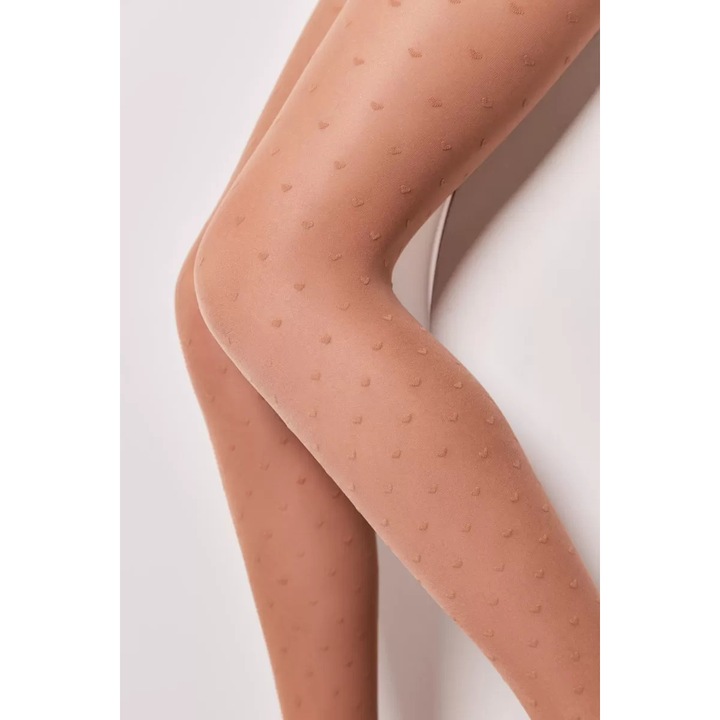 Ciorapi copii grosi cu model inimioare, Anabel 20 Den, Natural