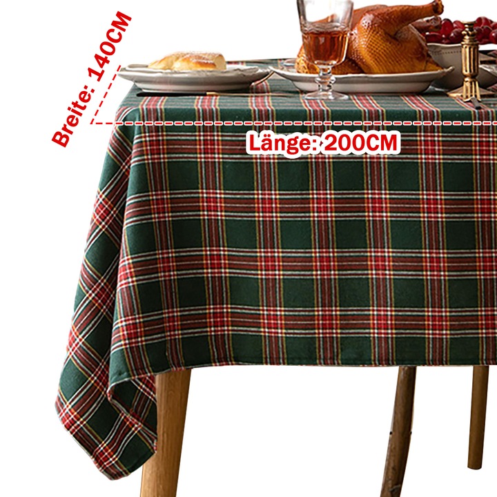 Terítő, téglalap alakú, kockás, karácsonyi partira, többszínű, 1,5x2m