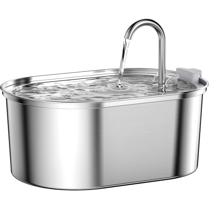 Macska itatókút, 3,2L / 108oz rozsdamentes acél macska itatókút, csendes szivattyú, többszörös szűrés, mosogatógépben mosható biztonságos kialakítás, macska itatókút macskáknak, kutyáknak és más háziállatoknak