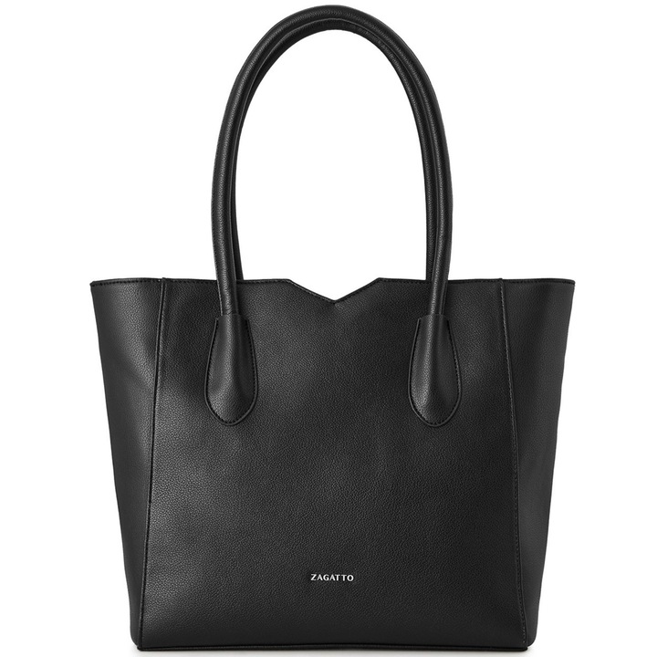 Дамска чанта за рамо от екологична кожа, Шопър, Zagatto, Черна, Функционална, Просторна, А4, Практична и универсална, Размери 31x30x12 см, Ежедневна, Елегантна, ZG977