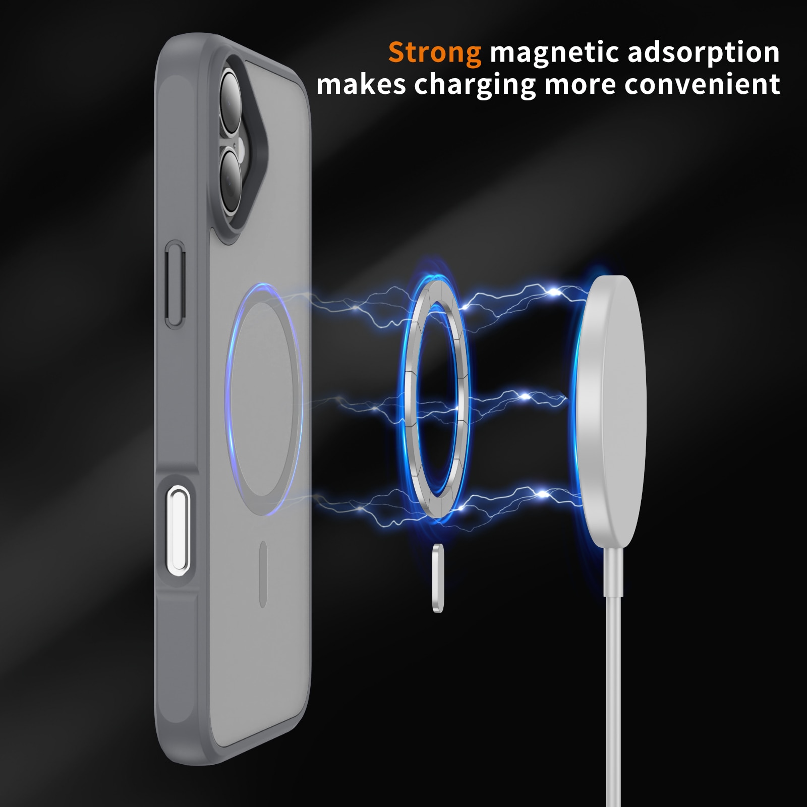 Husa de Protectie, Compatibil iPhone 17, Omelivon, MagSafe, pentru Incarcare Wireless, Margini Ridicate pentru Protectia Ecranului si a Camerelor, Anti-zgarieturi, Anti-cadere, Gri