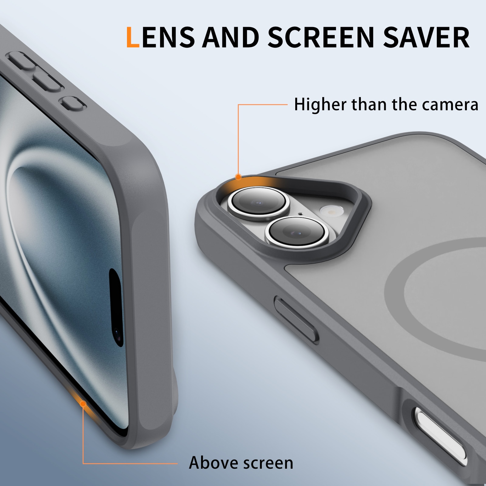 Husa de Protectie, Compatibil iPhone 17, Omelivon, MagSafe, pentru Incarcare Wireless, Margini Ridicate pentru Protectia Ecranului si a Camerelor, Anti-zgarieturi, Anti-cadere, Gri