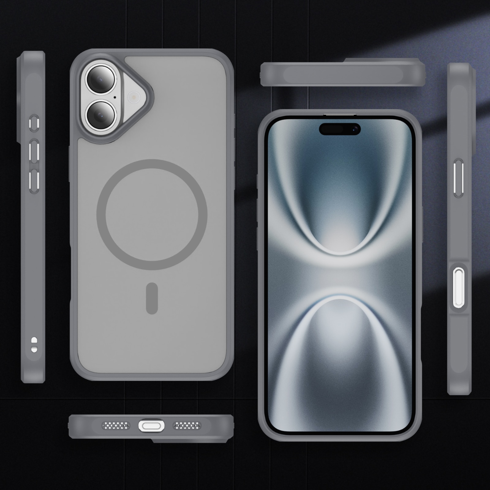 Husa de Protectie, Compatibil iPhone 17, Omelivon, MagSafe, pentru Incarcare Wireless, Margini Ridicate pentru Protectia Ecranului si a Camerelor, Anti-zgarieturi, Anti-cadere, Gri