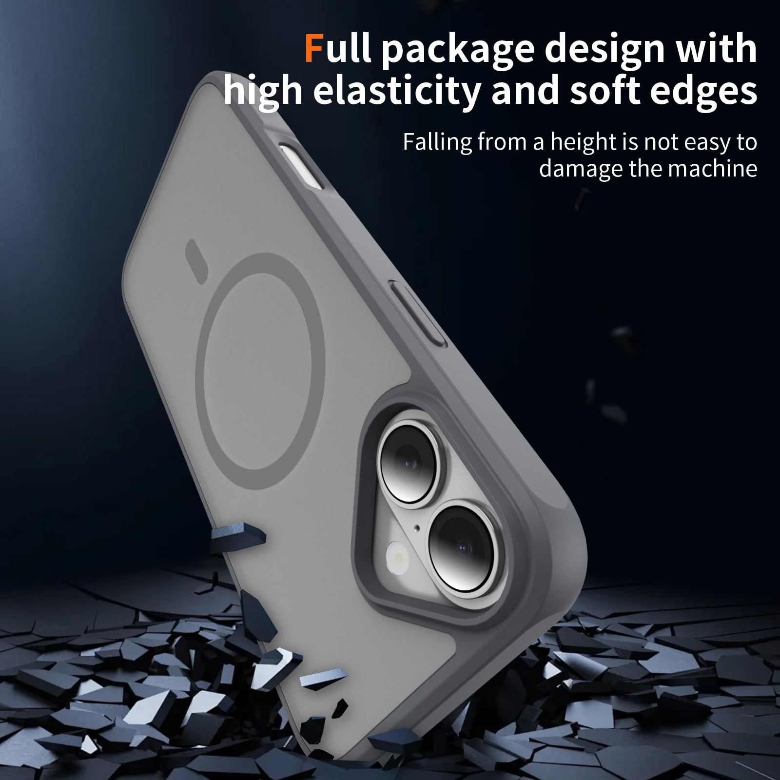 Husa de Protectie, Compatibil iPhone 17, Omelivon, MagSafe, pentru Incarcare Wireless, Margini Ridicate pentru Protectia Ecranului si a Camerelor, Anti-zgarieturi, Anti-cadere, Gri