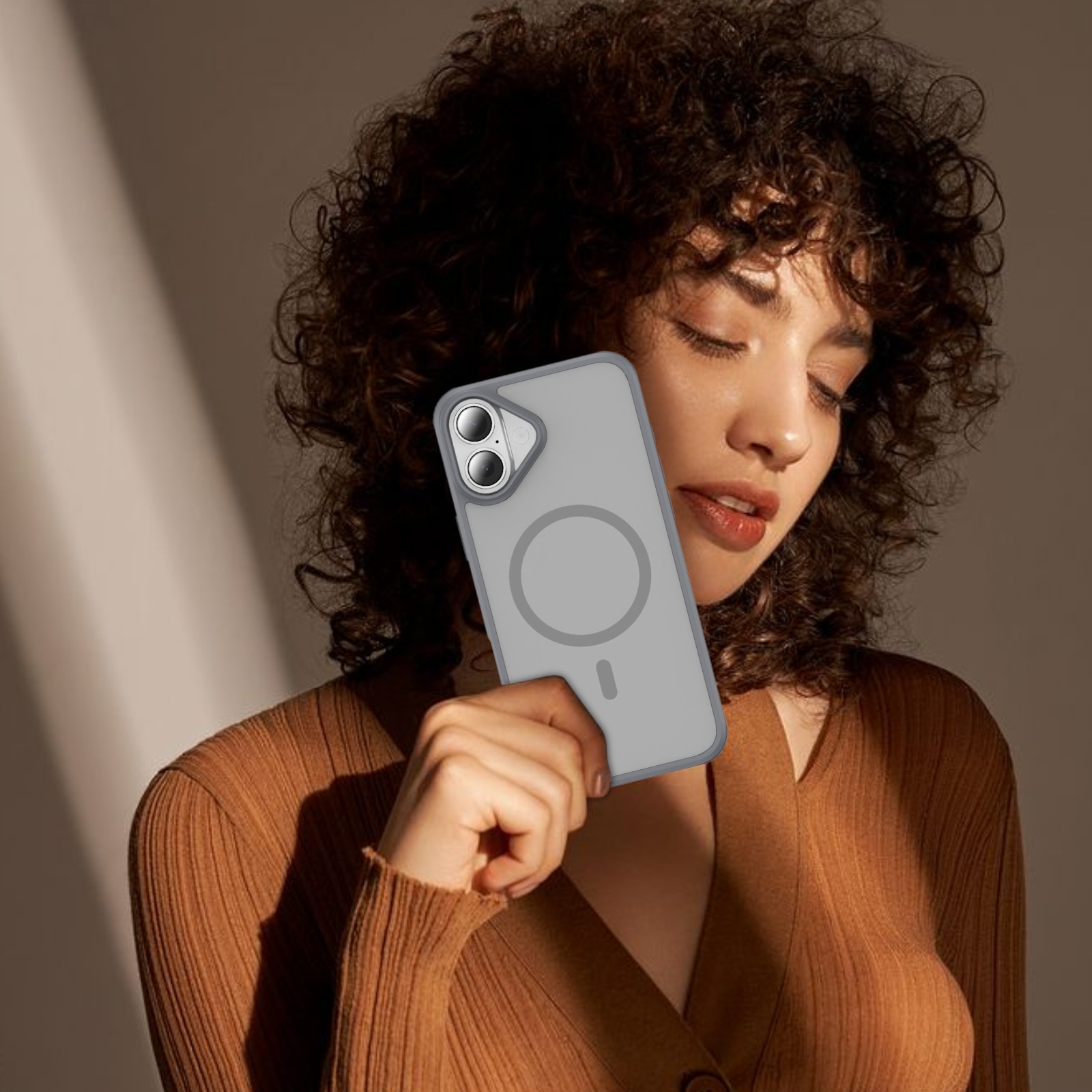Husa de Protectie, Compatibil iPhone 17, Omelivon, MagSafe, pentru Incarcare Wireless, Margini Ridicate pentru Protectia Ecranului si a Camerelor, Anti-zgarieturi, Anti-cadere, Gri