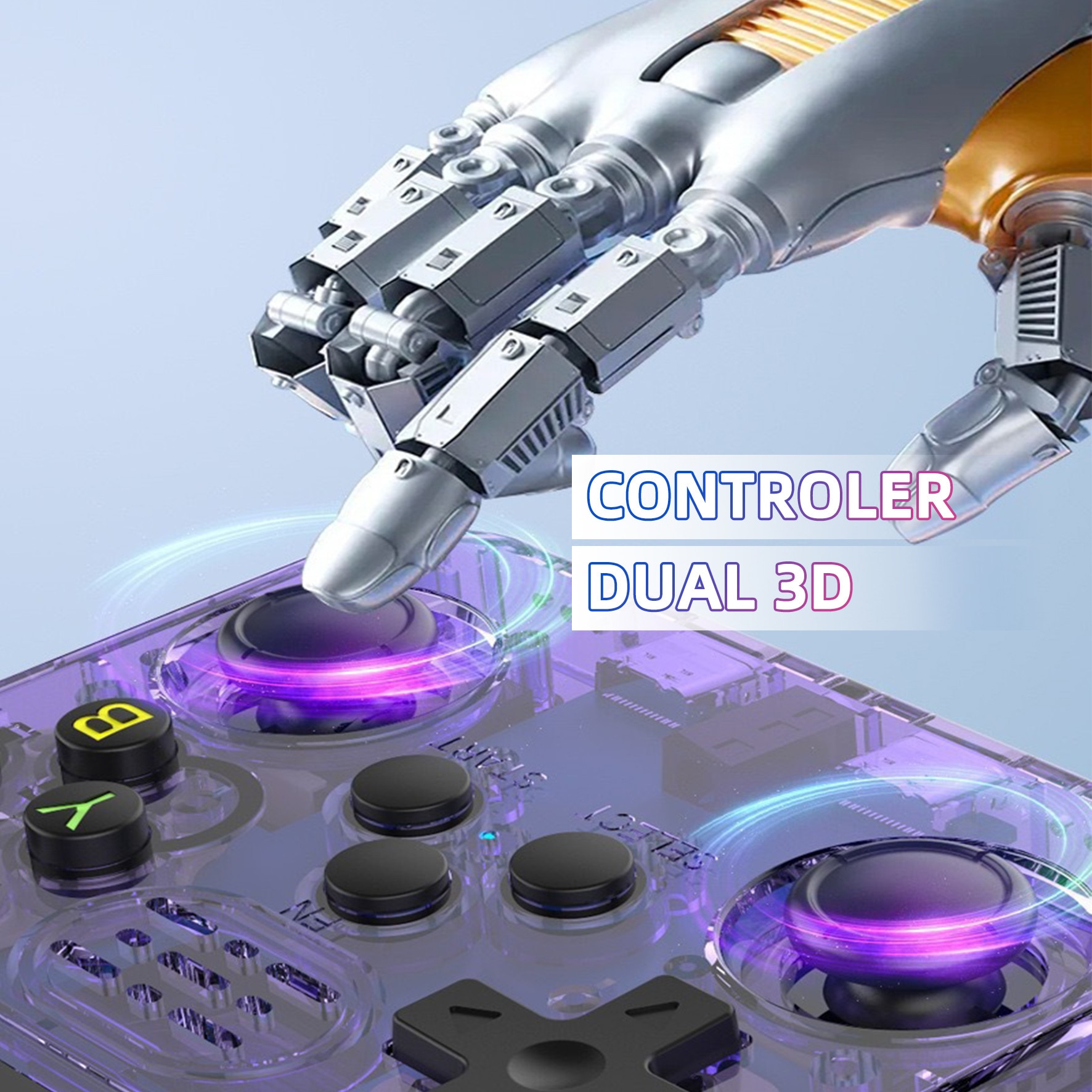 Consola de jocuri portabila retro R36S, Yulinland®, 64G, peste 17000 de jocuri clasice Incorporate, suporta 10 de emulatoare, sistem Linux open source, Transparent, Violet