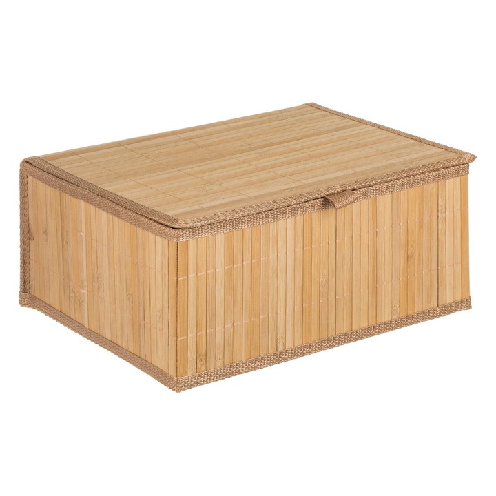 Cutie de depozitare pliabila din bambus de culoare naturala cu capac 32x25x15cm