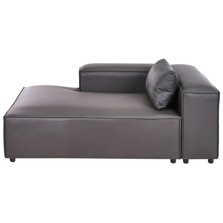 Sezlong dreapta Beliani, piele ecologică, negru, 184x121cm, include perna decorativă