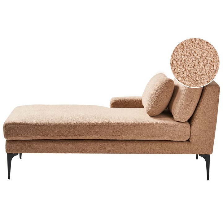 Sezlong living Fixa, Beliani, bej nisipiu, 150x72cm, include 2 perne decorative