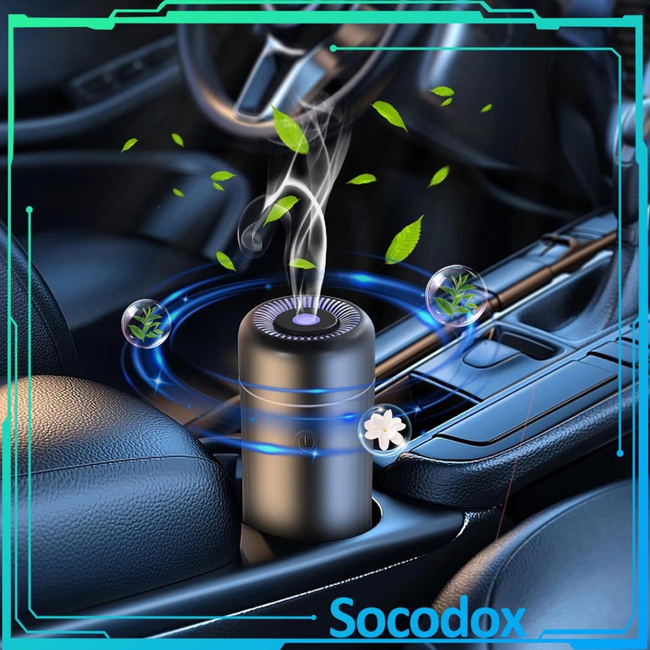 Ароматизатор за кола Socodox, компактен дифузер за ароматерапия, малък овлажнител, 7 LED цвята, USB