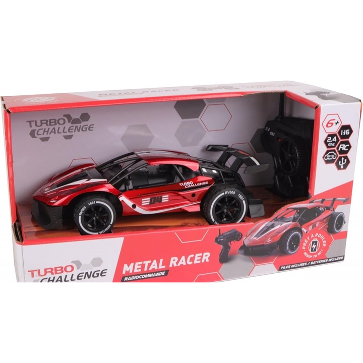 Rádióvezérelt versenyautó, MGM, Metal Racer, 1:16