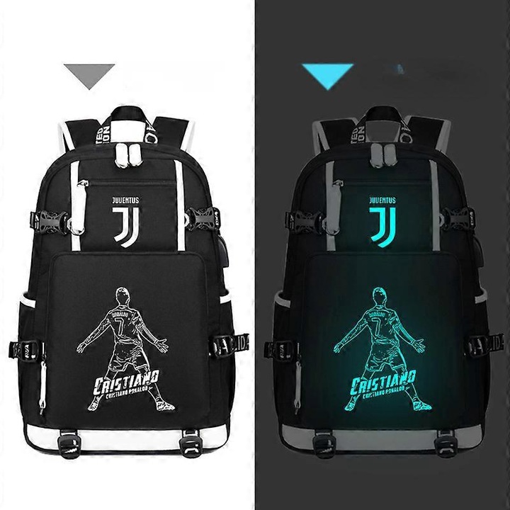 Hátizsák, Cristiano Ronaldo modell, poliészter, fekete, 20-35L
