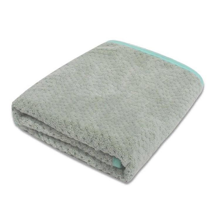 Prosop pentru animale de companie, microfibra, absorbtie rapida, verde/gri, 70x140cm