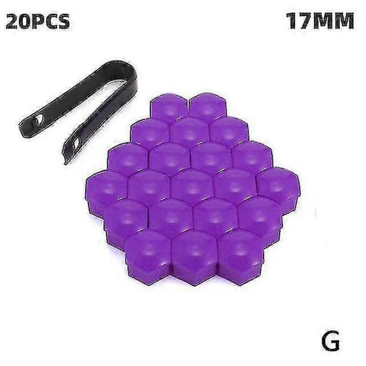Set 20 bucati capace protectie piulite roata auto 17/19/21mm, multicolor