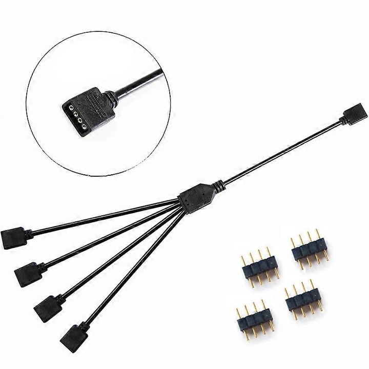 Cablu de extensie 12V 4pin pentru RGB, 30cm/50cm/1m, negru