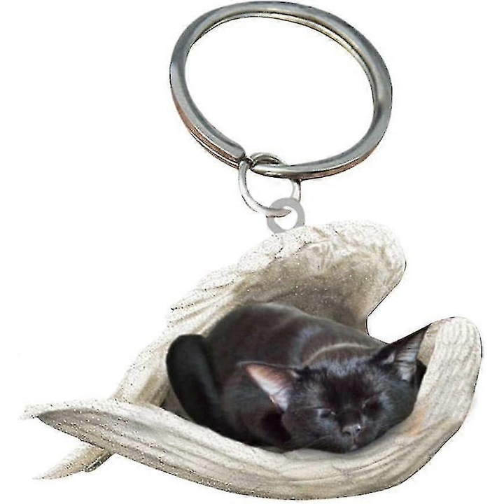 2 db-os akril angyalkutya kulcstartó szett, lakásdekoráció, többszínű