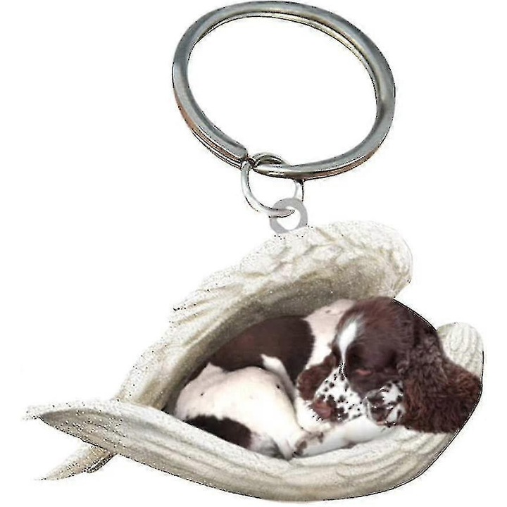 2 db-os angyalkutya akril kulcstartó szett, dekoratív kiegészítők, többszínű