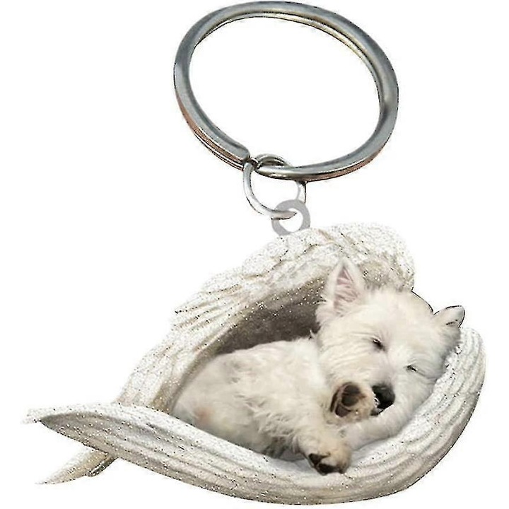 2 db akril angyalkutya medál készlet, fehér, otthoni dekorációk