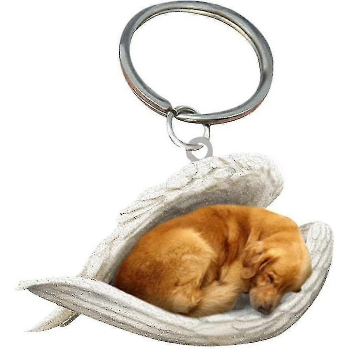 2 db akril kulcstartó szett, angyalkutya, lakásdekoráció, díszek, golden retriever