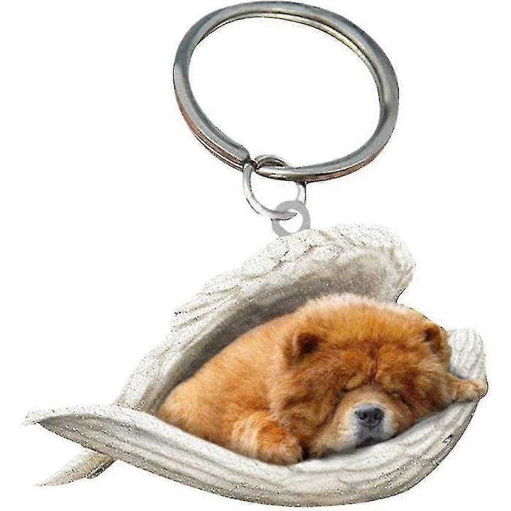 2 db akril kulcstartó szett - angyalkutya, lakásdekoráció, díszek, ajándékok
