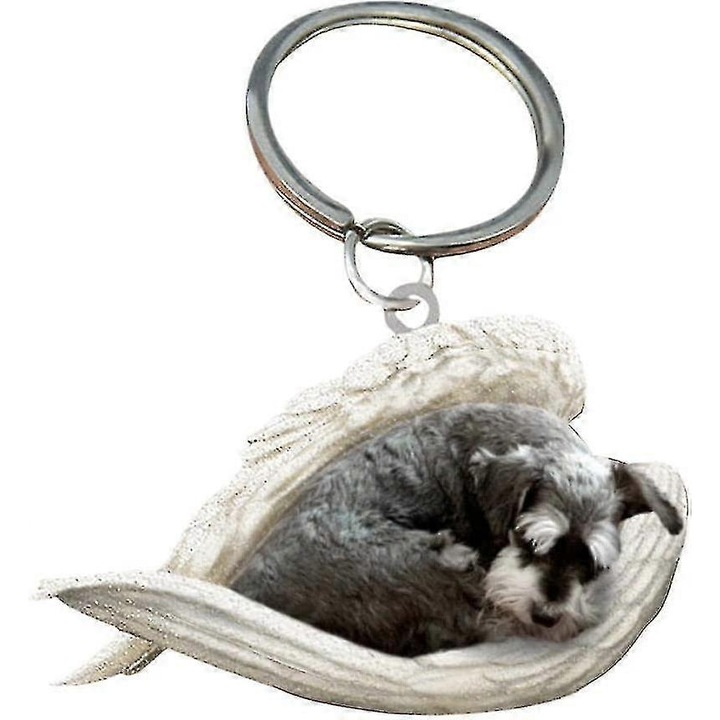 2 db-os akril kutya angyal kulcstartó szett, lakásdekoráció, többszínű