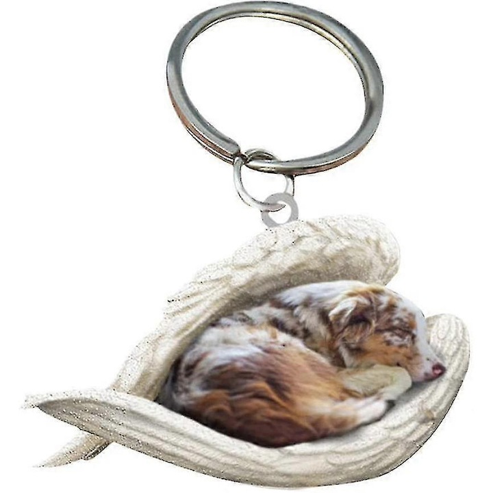 2 db angyalkutyás akril kulcstartó szett, lakásdekoráció, sokszínű