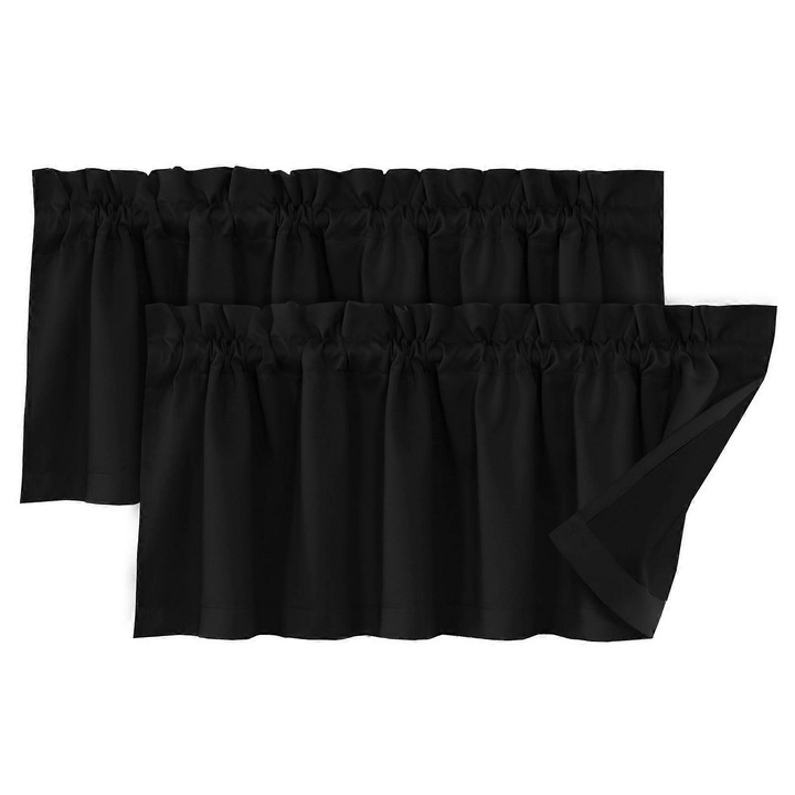 Perdele valance set 2 bucati, design modern, culoare solida, 132x45cm