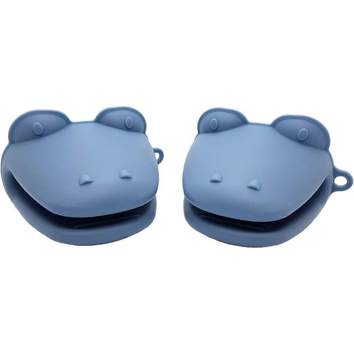 Szilikon konyhai kesztyűk, krokodil mintázattal, hőálló, 2 db-os szett, sötétkék színű