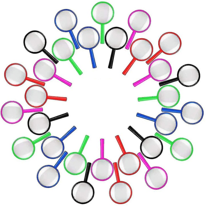 Set 30 Lupe Mini Colorate pentru Copii, Multicolor