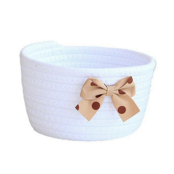 Fehér kézzel készített pamut tároló kosár