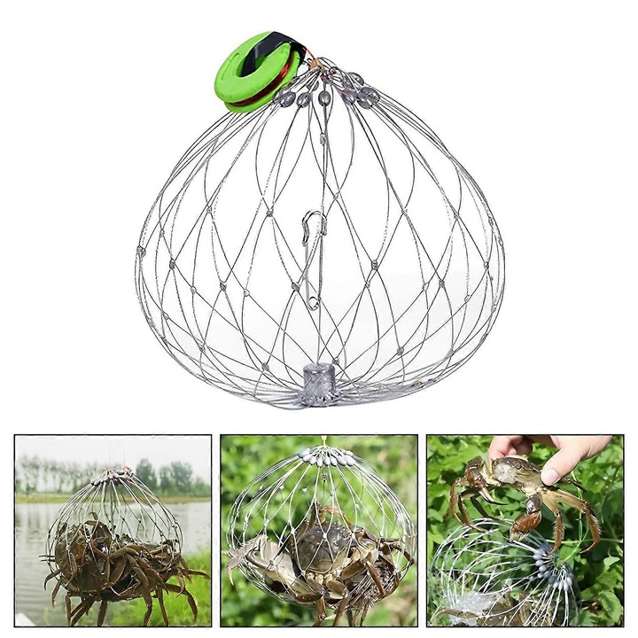 Plasa de prins crabi din otel inoxidabil, 62cm, set accesorii pentru pescuit