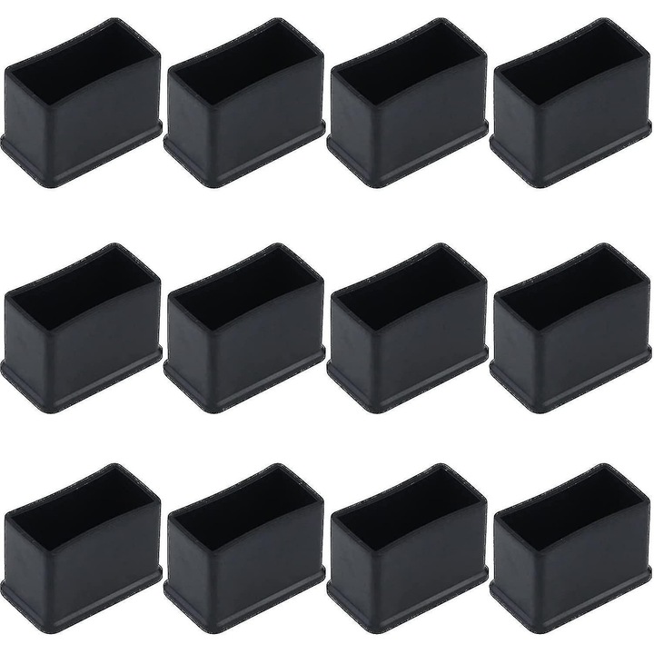 Set 12 capace pentru picioare de mobilier, negru, 30x15mm