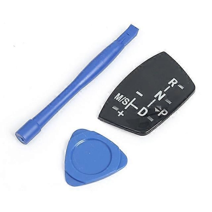 Sticker Panou Schimbator Viteze pentru BMW X1 X3 X5 X6 M3 M5 F01 F10 F30 F35 F15 F16 F18, Negru, Set cu Unelte