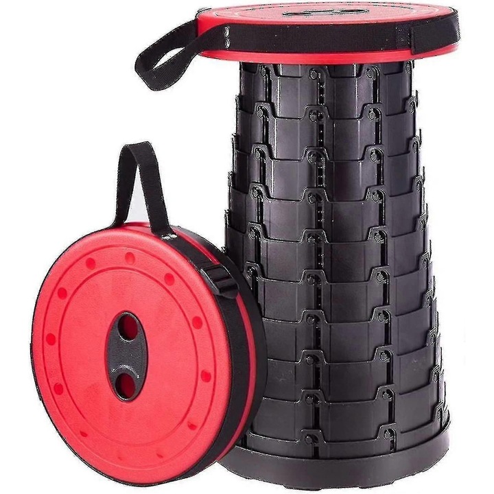 Scaun pliabil portabil, 10x2.36in, 10x17.7in, material polipropilena, rosu, capacitate 250kg