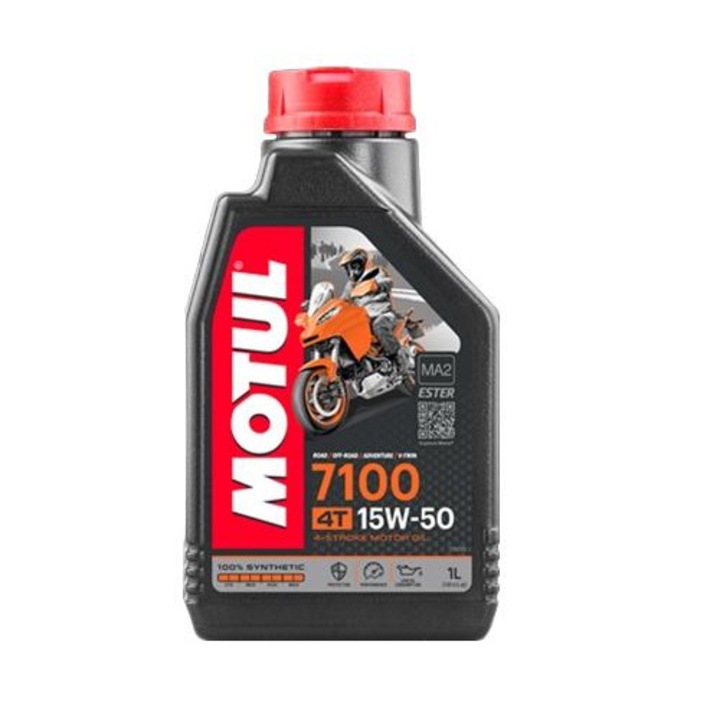 Ulei de motor sintetic 4T MOTUL 7100 15W50 MA2 Ester, 1 litru, cod 104298
